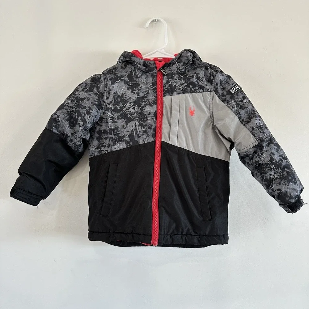 Toddler Boys 4T Spyder Insulated‎ Winter Ski Coat Gray Black Red